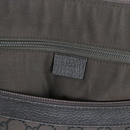 Pre-Owned GUCCI Gucci Boston Bag 105669 GG Nylon Leather Brown Shoulder Travel (Good)