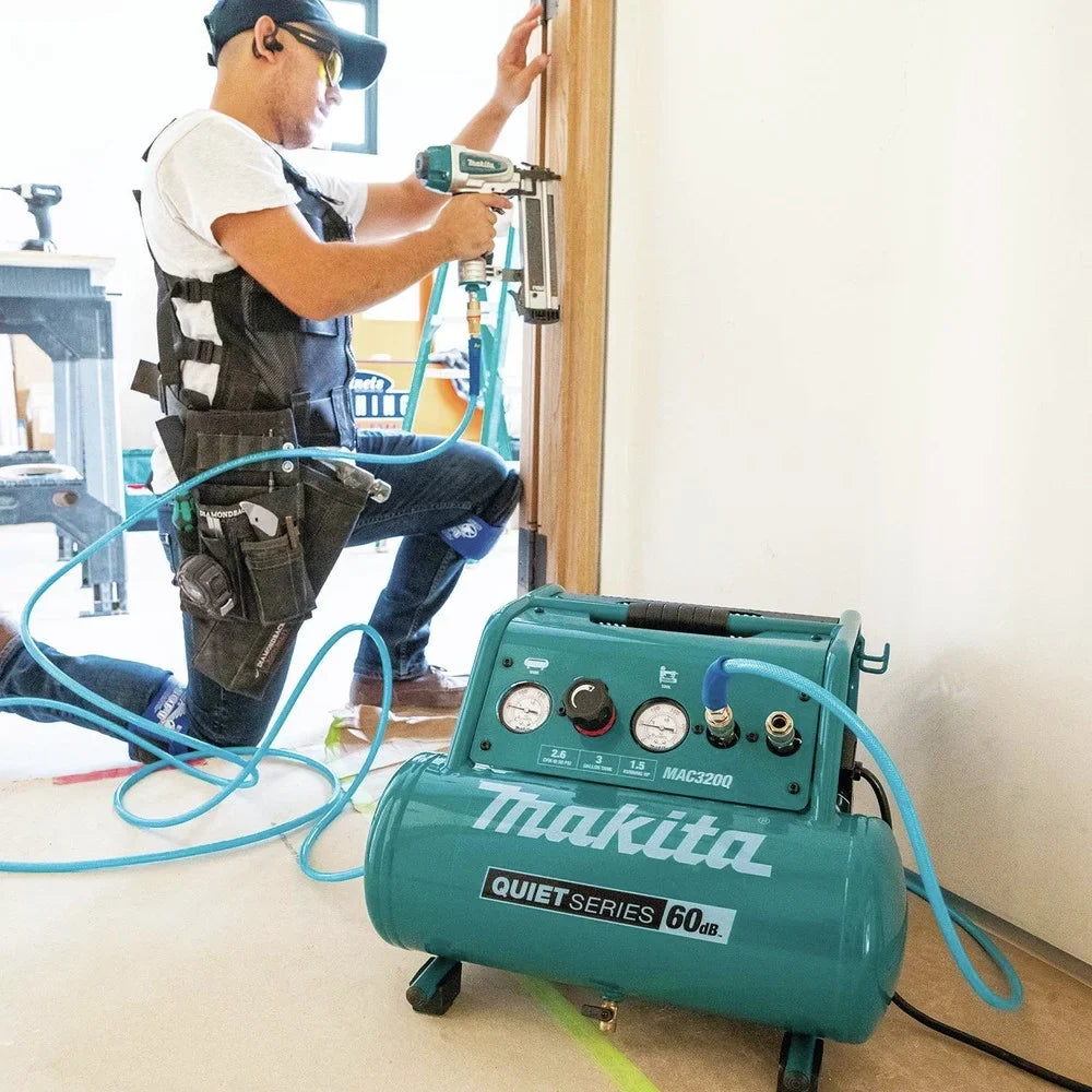 Makita MAC320Q Quiet Series 1-1/2 HP 3 Gallon Oil-Free Hand Carry Air Compressor