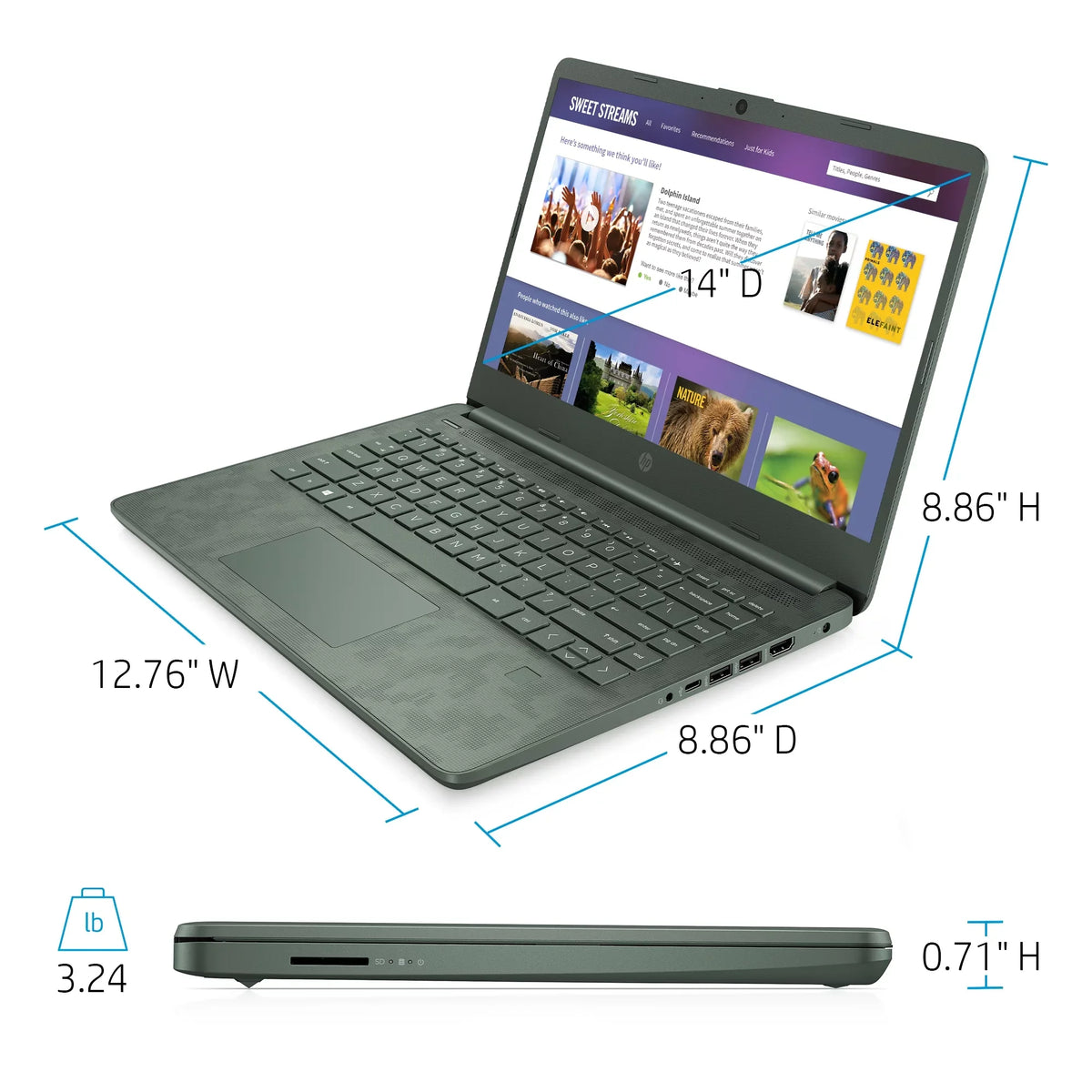 HP 14, Intel Core i5-1035G1, 8GB RAM, 256GB SSD, DIGI CAMO Laptop