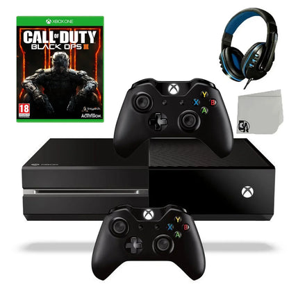 Pre-Owned Microsoft Xbox One Original 500GB Gaming Console Black Headset 2 Controller Included With Call Of Duty Black Ops 3 Game BOLT AXTION Bundle (Refurbished: Like New)