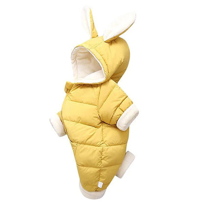 Baby Winter Hooded Romper Thick Rabbit Ear Jumpsuit