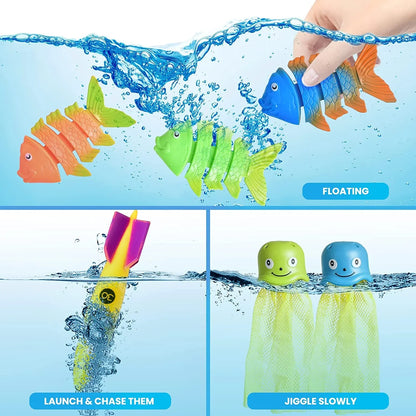 Fun Little Toys 34PCS Swimming Pool for Kids Water Toys for Backyard, Diving Toys for Kids Pool Toys