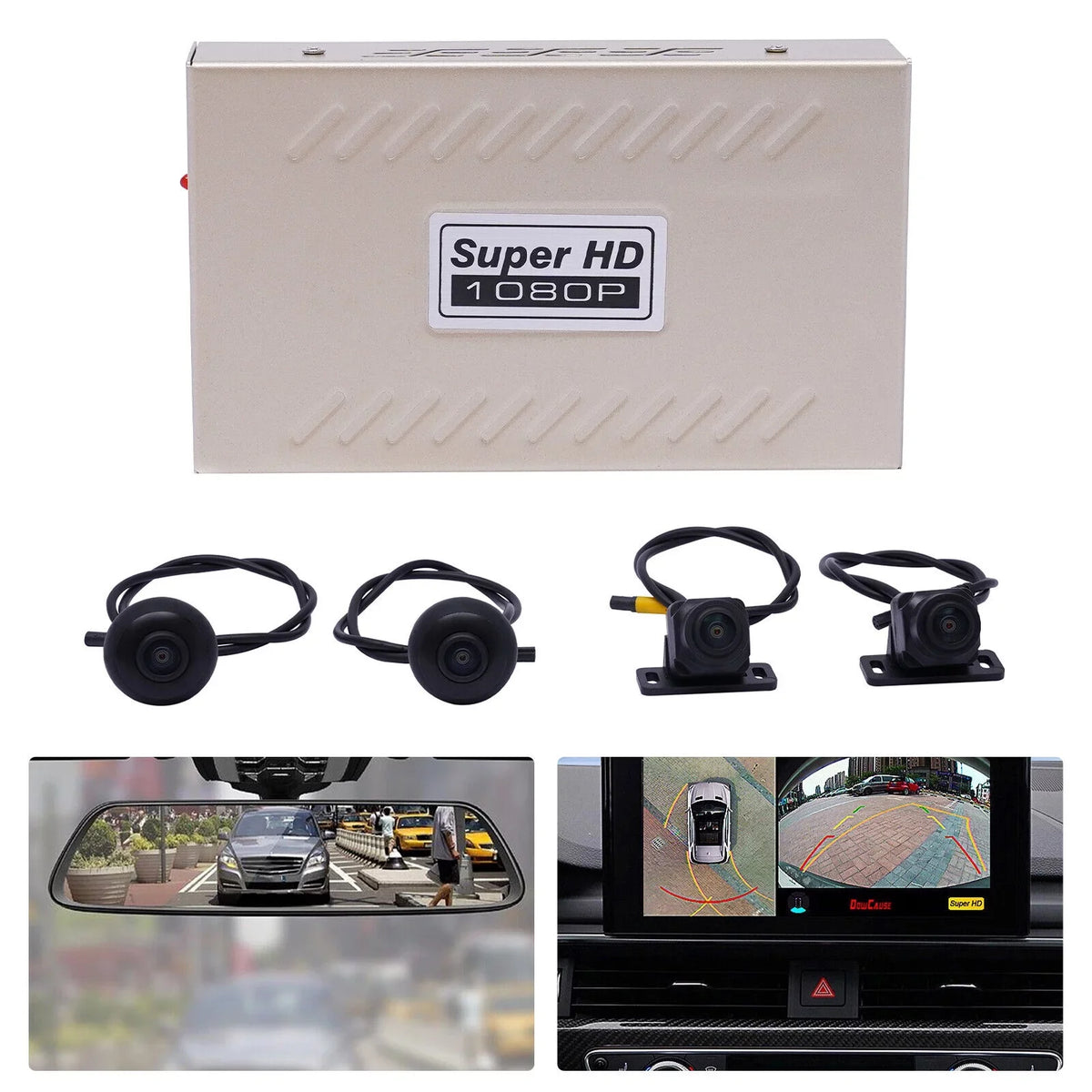 Miumaeov Dash Cam 360 Degree Bird View Surround System Rear View 4-Camera Kit 1080P Car DVR Recording for Cars