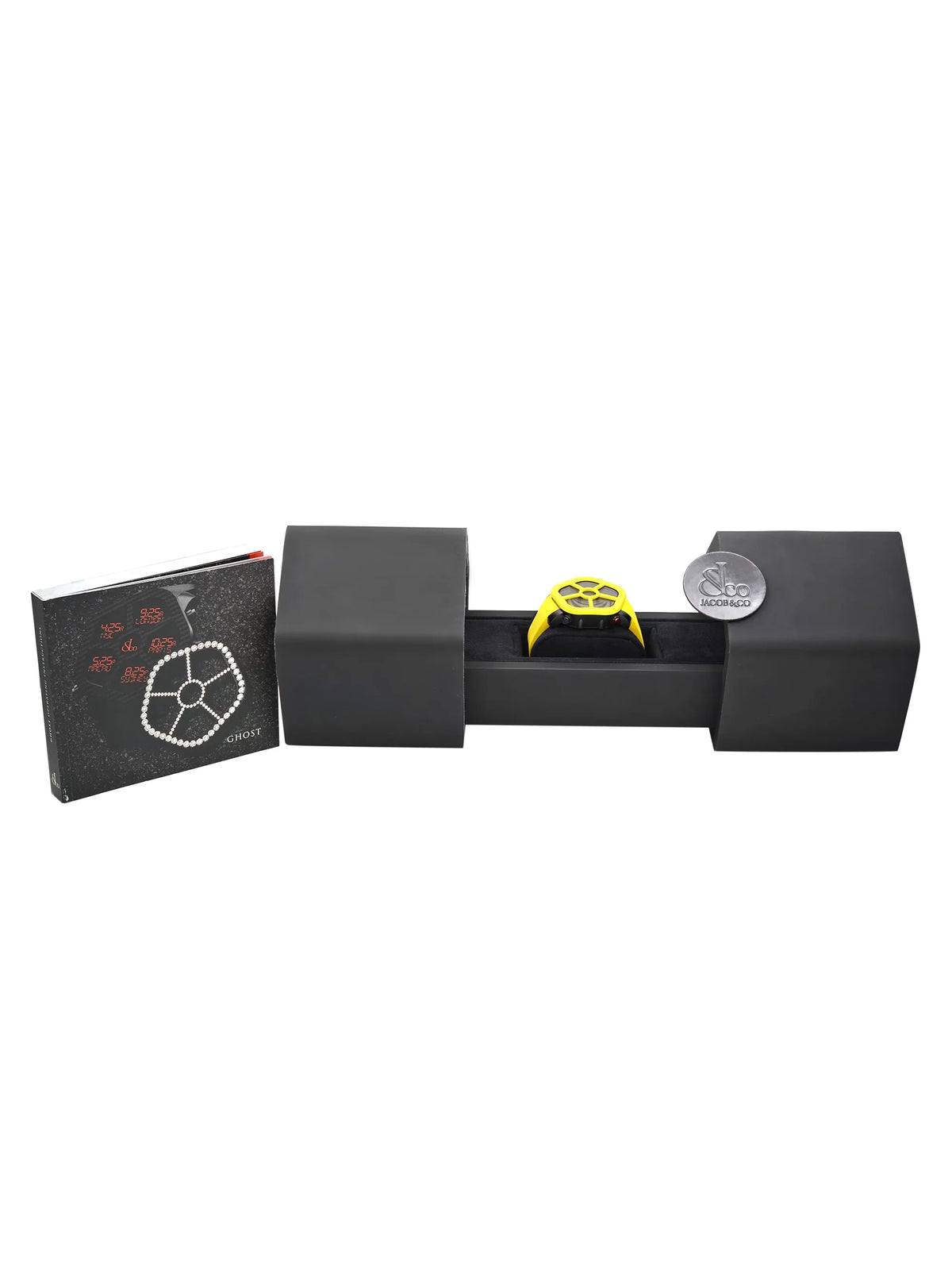 Jacob & Co. Ghost Steel Carbon Bezel Yellow Quartz Watch GH100.11.NS.PC.ANH4D