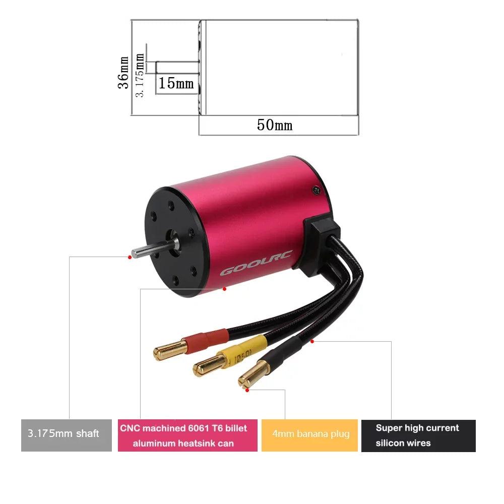 GoolRC ESC,Motor 1/10S3650 3100kv 4 Poles Motor Eryue Poles Motor 1/10 3100kv 4 Poles 3100kv Motor S3650 Car 3650 Motor Rookin Car Coolrc Motor