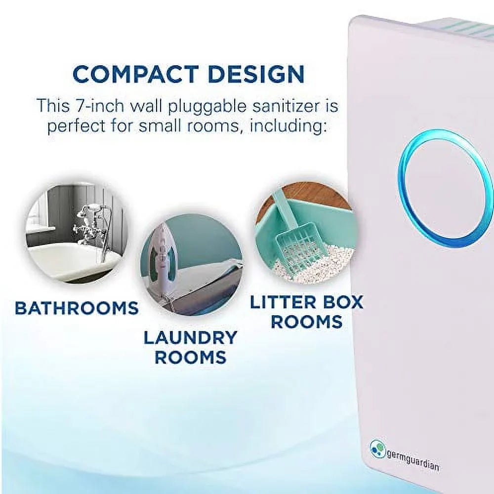 GermGuardian GG1100W Elite Pluggable UV-C Sanitizer and Deodorizer, Kills Germs, Freshens Air and Reduces Odors from Pets, Smoke, Mold, Cooking and Laundry, Germ Guardian Air Purifier