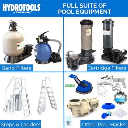 HYDROTOOLS By SWIMLINE 714061 Hydro-Flo 0.35 HP (0.45 THP) 2400 GPH ABOVE GROUND Powerful Pool Pump 1 Speed Extra Large Strainer Basket Vertical Discharge 115V Energy Saving Silent Noise DOE Certified