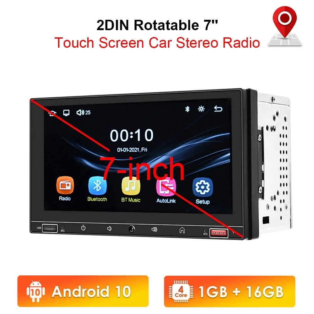 KingFurt 7" Double Din Car Stereo with Apple Carplay & Android Auto Play MP5 Camera HD Screen, FM Radio, Mirror Link