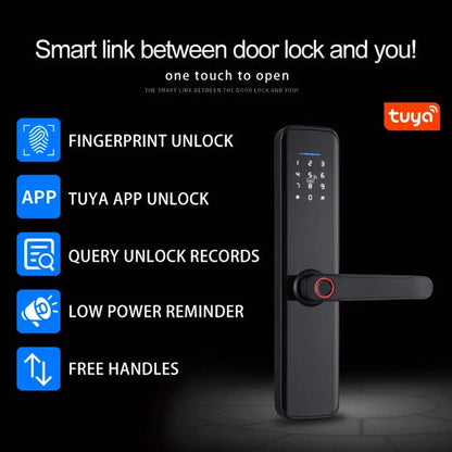 Htovila Smart Lock Fingerprint Lock Door Lock Keypad Door Lock with Handle Fingerprint Electronic Deadbolt Door Lock Smart Door Lock Compatible with APP