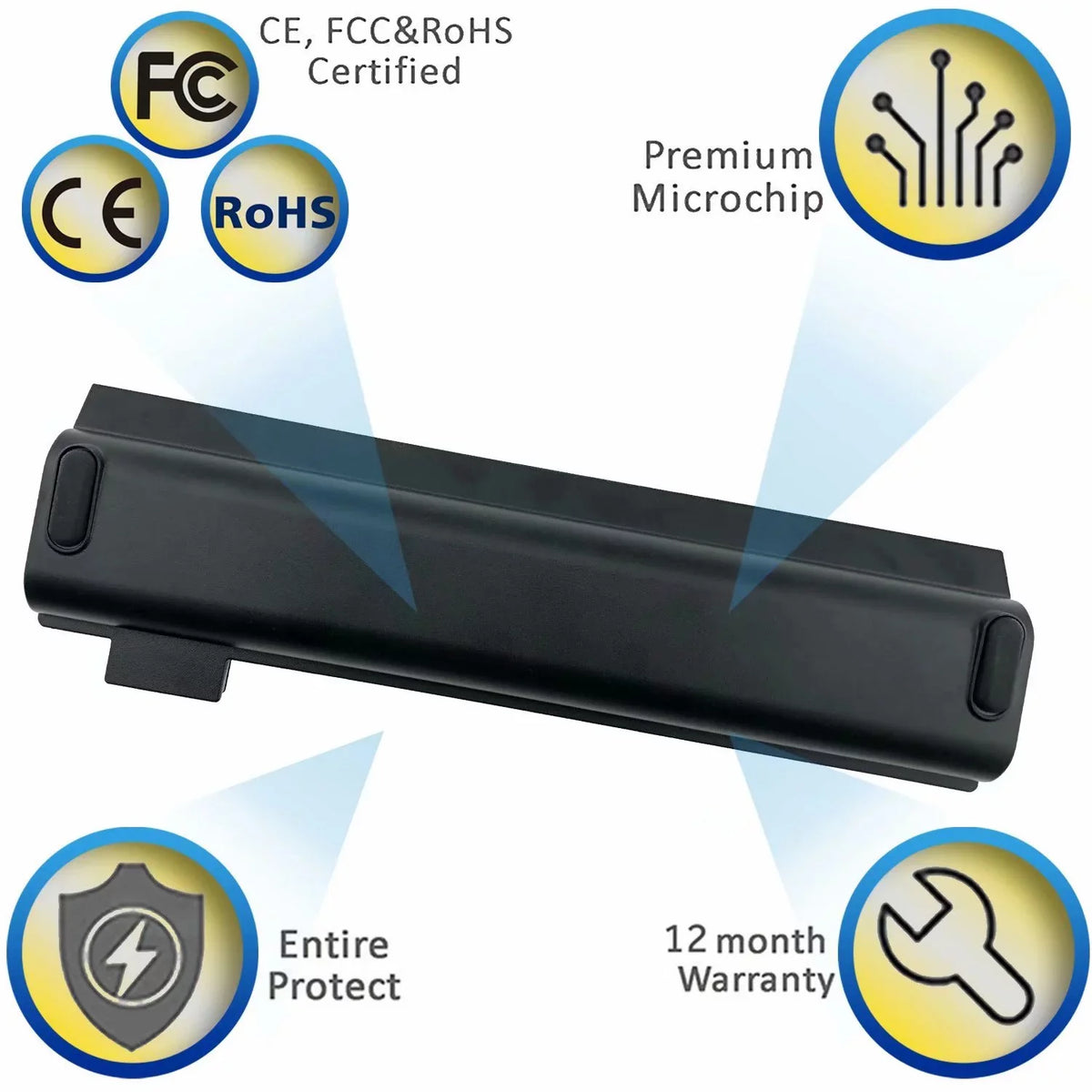 EBK 61++ Replacement Laptop Battery Compatible with Lenovo ThinkPad A475 A485 TP25 P51S P52S T470 T480 T570 T580 Series 01AV492 01AV427 01AV428 (10.8V 72Wh)