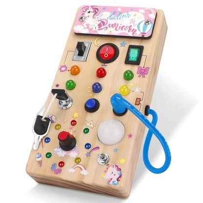 Montessori Busy Board with LED Lights and Switches for Toddlers