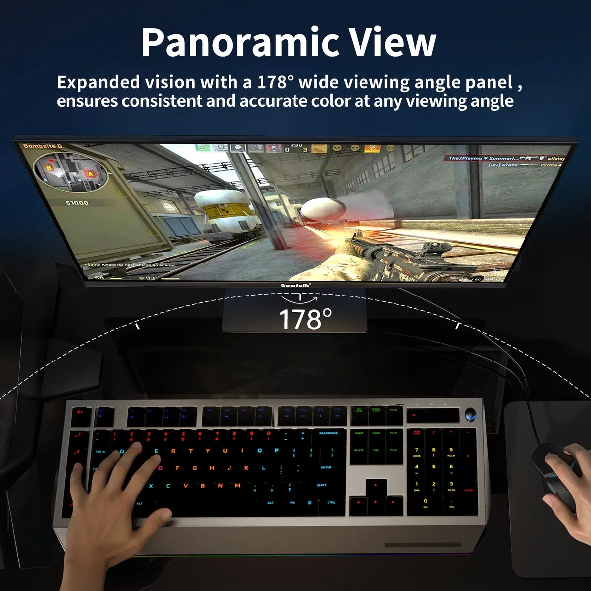 Gawfolk 27" PC Gaming Monitor 165Hz, Full HD 1080P Bezel-less Display Supports DP and HDMI (Black)