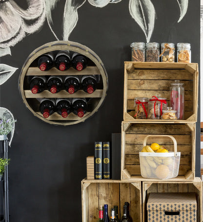 Cota Global Barrell Natural Wood Wall Mounted Wine Rack