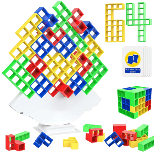 64pcs Tetris Tower Balance Game, Educational Stacking