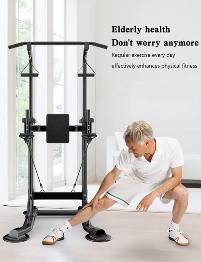 Pull-Up Bars & Squat Bar Power Tower Dip Stands Strength Training for Home Gym