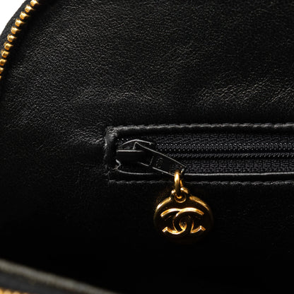 Pre-Owned Authenticated Chanel Quilted Lambskin Dome Shoulder Bag Leather Black Unisex (Good)