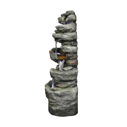 Kmowoo 32.6inches Rock Water Fountain with Led Lights