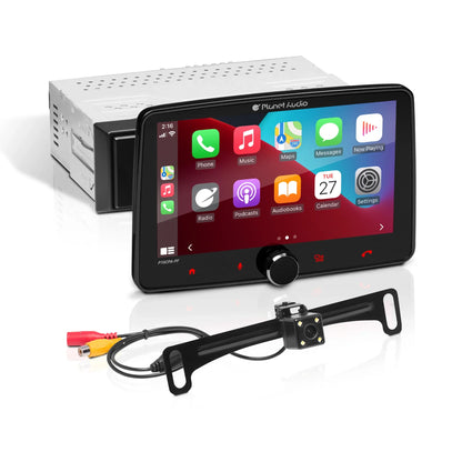 Planet Audio P70CPA-PCF Car Stereo - Apple CarPlay, Android Auto, Single Din, 7 Inch Touchscreen, Bluetooth, No CD DVD Player, AM/FM Radio Receiver, Backup Camera
