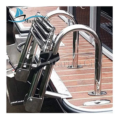 Marine City Stainless Steel Telescoping Transom 4 Step Ladder