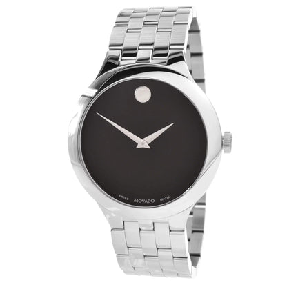 Movado 0607415 Unisex Veturi Black Dial Silver Tone Case Watch