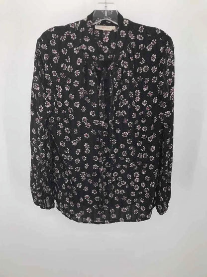 Pre-Owned Tory Burch Black Size 10 Floral Blouse