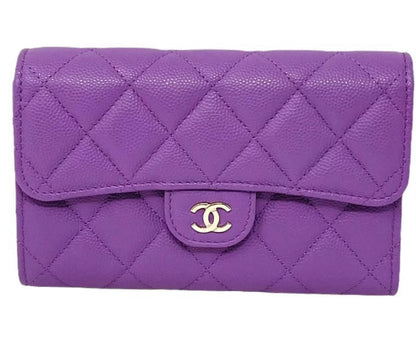 NEW Chanel Purple Quilted Leather Long Wallet Clutch Bag