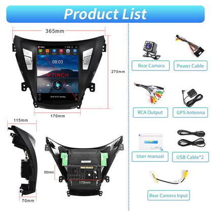 Podofo 2G+64G for Hyundai Elantra 2011 2012 2013 Android 9.7'' Touchscreen Car Stereo Radio Bluetooth FM Mirror Link GPS WIFI USB, with Backup Camera