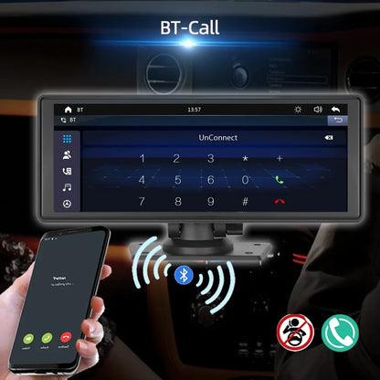 Polarlander 9.3" Wireless Carplay & Android Auto Portable Car Stereo, Front Dash Cam, Backup Camera, Bluetooth Hands-Free Calling, HD IPS Touchscreen,Supports Most Cars