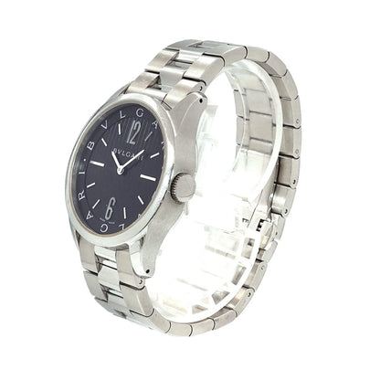 Pre-Owned Bulgari BVLGARI Solotempo ST37S Men's Watch Black Dial Quartz (Good)