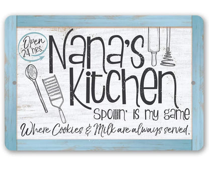 Metal Sign - Nana's Kitchen - Durable Metal Sign - Use Indoor/Outdoor - Makes a Great Kitchen Decor and Housewarming Gift Under $25 (12" x 18")