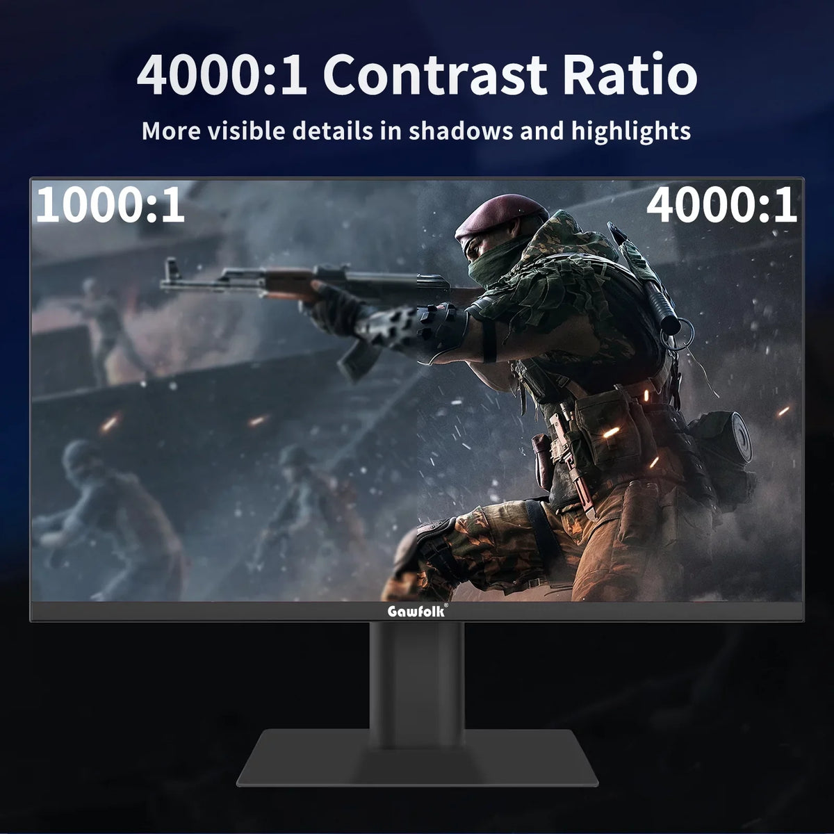 Gawfolk 27" PC Gaming Monitor 165Hz, Full HD 1080P Bezel-less Display Supports DP and HDMI (Black)
