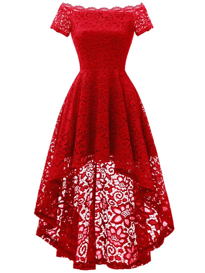 Dressystar Women Lace Bridesmaid Dress Female Knee-Length Hi-Lo Cocktail Party Dress