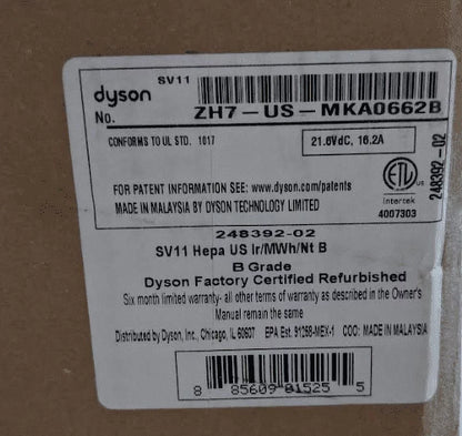 Dyson V7 Cordless Allergy HEPA Vacuum, White-REFURBISHED