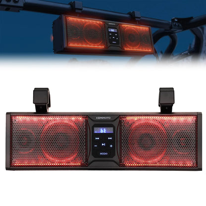 kemimoto UTV Sound Bar 16 Inch ATV SoundBar UTV Sound System SXS Speakers Waterproof Bluetooth Connectivity with Multicolor LED Lighting Compatible with Polaris RZR Ranger Can-Am Defender Maverick