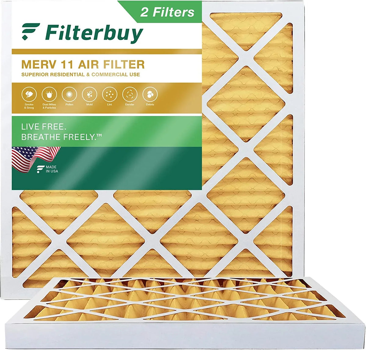 Filterbuy 20x20x2 MERV 11 Pleated HVAC AC Furnace Air Filters (2-Pack)