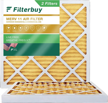 Filterbuy 20x20x2 MERV 11 Pleated HVAC AC Furnace Air Filters (2-Pack)