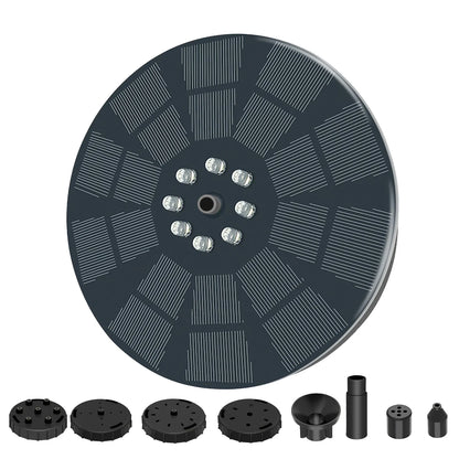 Shinysix Solar Fountain Pump 3W, Bird Bath Fountain with 7 Spray Patterns for Garden Pond Pool