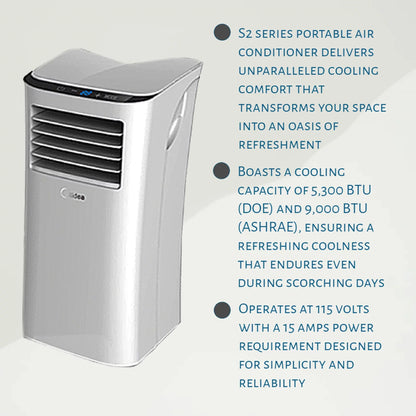 HomePointe S2 Series 5,000 BTU Portable Air Conditioner Cooling Fan Unit