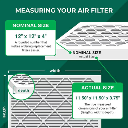 Filterbuy 12x12x4 MERV 11 Pleated HVAC AC Furnace Air Filters (3-Pack)