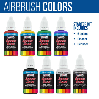 Master Airbrush Dual Fan Air Storage Tank Compressor Kit with Gravity Feed Airbrush, 6 Color Acrylic Paint Artist Set