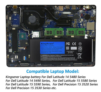 Kingsener GJKNX Laptop Battery For Dell Latitude 5480 5580 5490 5590 For DELL Precision M3520 M3530 GD1JP 7.6V 68WH