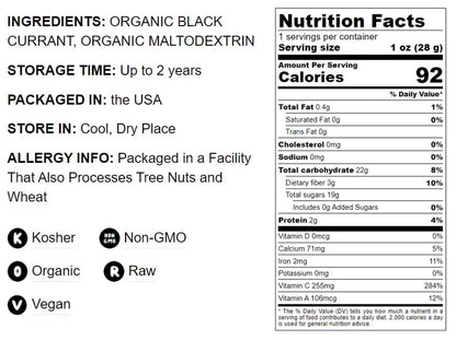 Organic Black Currant Powder, 4 Pounds — Non-GMO, Raw, Vegan, Kosher — by Food to Live