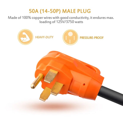 MICTUNING 18 Inch 50A Male to 30A Female Heavy Duty Dogbone Electrical Adapter with Handle, 125V 3750W