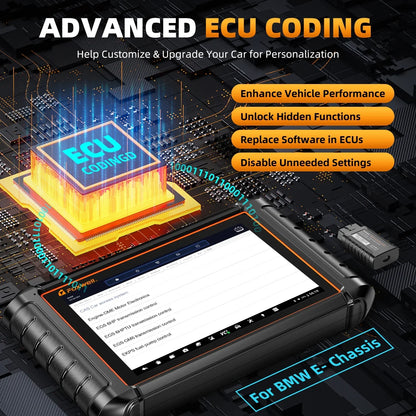 Foxwell NT909 Automotive Bi-Directional Diagnostic Scan Tool All Systems OBD2 Scanner ECU Coding Active Test 30+ Reset Services Car Code Reader Scanning Tablet Car Doctor EOBD OBDII Auto Live Data