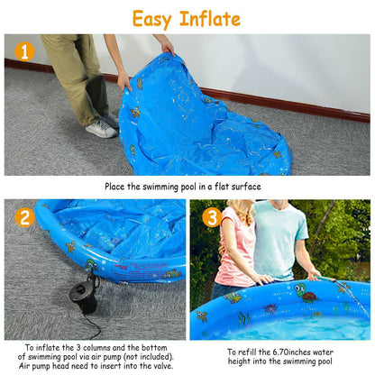 iMounTEK Kid Family Pool, 51x13” Inflatable Swimming Pool for 3 Kids with 4 Bottom Water Drain Plug