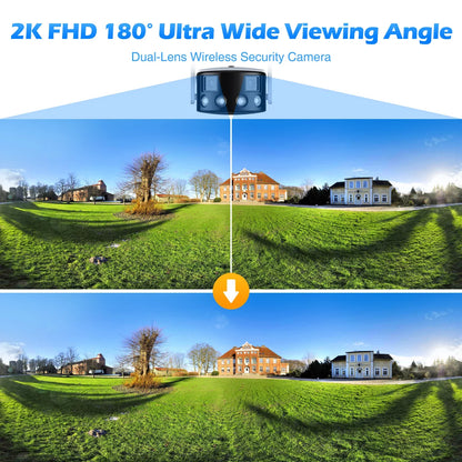 Toguard SC10 2K Wireless Security Camera Outdoor, 180° Ultra-Wide View Dual Lens Bullet Surveillance Camera Wireless Connector