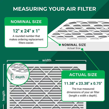 Filterbuy 12x24x1 MERV 13 Pleated HVAC AC Furnace Air Filters (12-Pack)