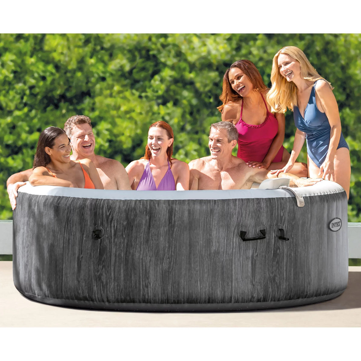 Intex PureSpa Plus Inflatable Hot Tub + Intex Tray Accessories (4 Pack)