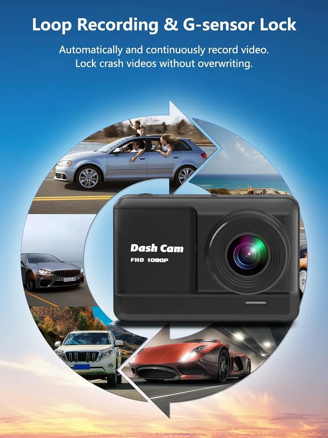 Dash Cam Front and Rear, Mini Dash Cam 1080P Full HD with 32GB SD Card, 2.45 inch IPS Screen, 2 Mounting Ways, Night Vision, WDR, Accident Lock, Loop Recording, Parking Monitor Car,Motorcyle,Balls
