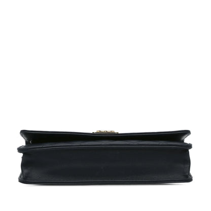 Pre-Owned Authenticated Chanel Boy Wallet On Chain Lambskin Leather Blue Crossbody Bag Unisex (Good)